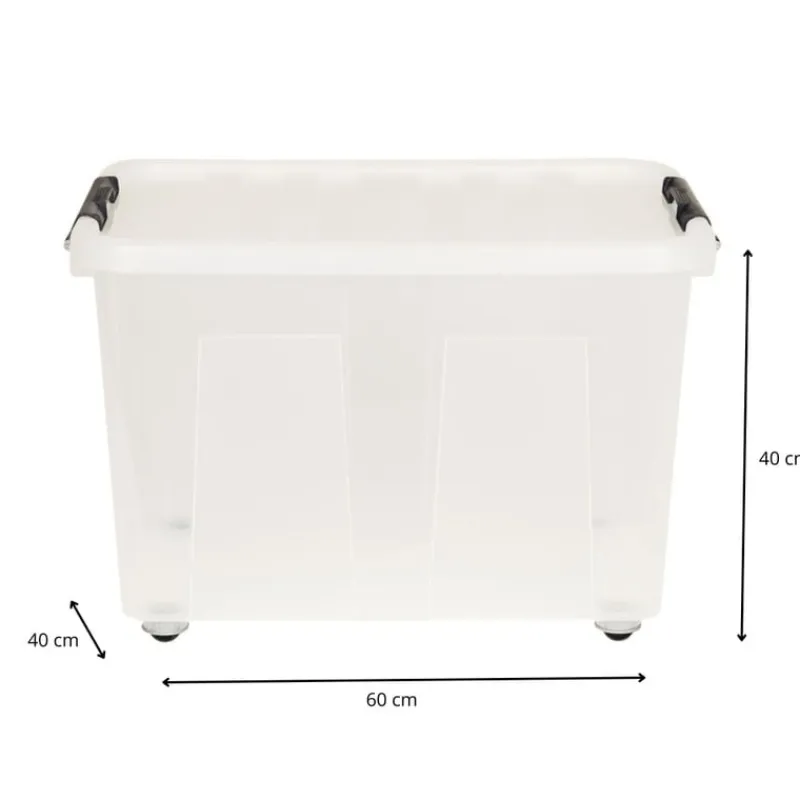 Xenos Opbergboxen-Opbergbox met wieltjes - 75 liter - 40x60x40 cm