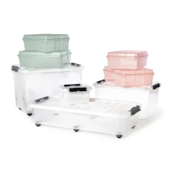 Xenos Opbergboxen-Opbergbox met wieltjes - 75 liter - 40x60x40 cm