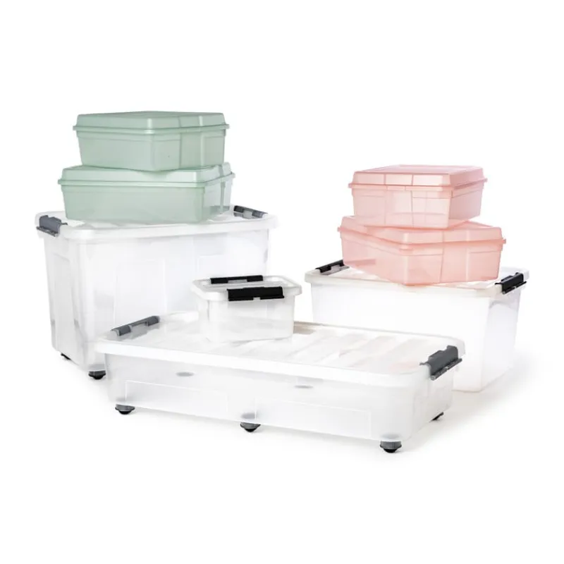 Xenos Opbergboxen-Opbergbox met wieltjes - 75 liter - 40x60x40 cm