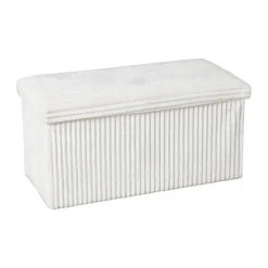Xenos Opbergboxen-Opbergbox teddy rib rechthoekig - wit - 38x76x38 cm