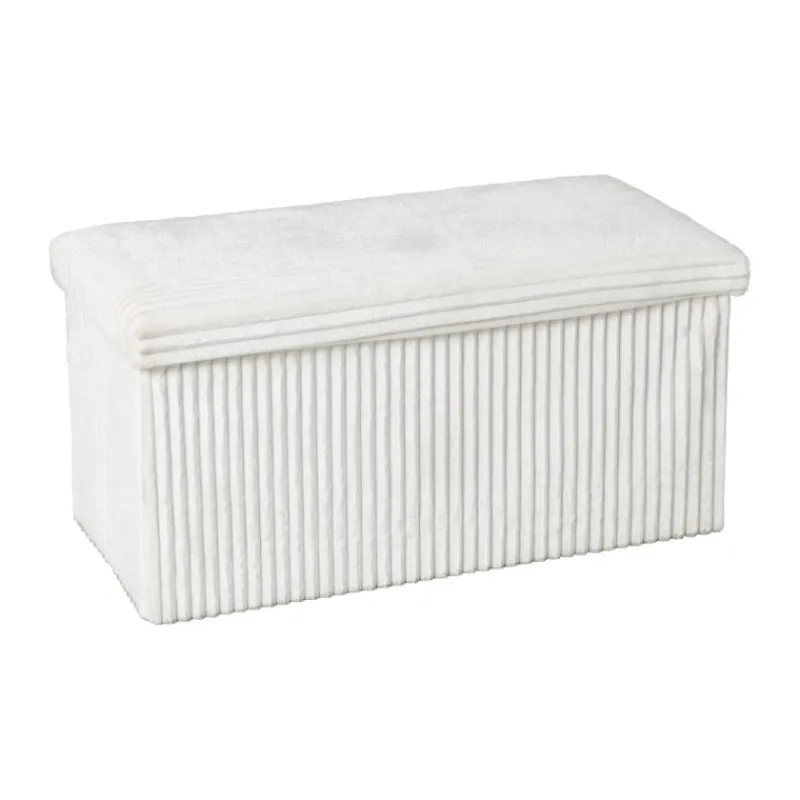 Xenos Opbergboxen-Opbergbox teddy rib rechthoekig - wit - 38x76x38 cm
