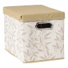 Xenos Opbergboxen-Opbergdoos met deksel leafs - bruin/beige - 30x24x22 cm