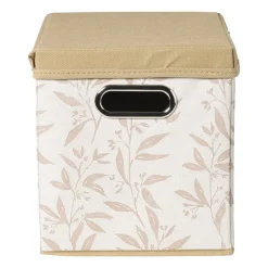 Xenos Opbergboxen-Opbergdoos met deksel leafs - bruin/beige - 30x24x22 cm