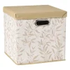 Xenos Opbergboxen-Opbergdoos met deksel leafs - bruin/beige - 30x30x30 cm