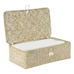 Xenos Opbergboxen|Kerstcadeaus-Opbergdoos zeegras - naturel - 7.5x24x14 cm