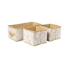 Xenos Opbergboxen-Opbergdozen leafs - bruin/beige - set van 3