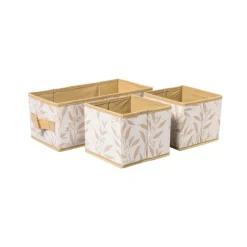 Xenos Opbergboxen-Opbergdozen leafs - bruin/beige - set van 3