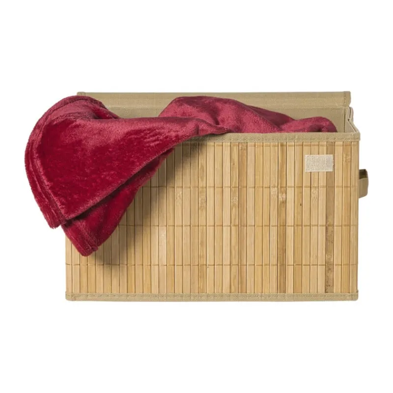 Xenos Opbergboxen|Manden-Opbergmand met deksel groot - bamboe - 25x38x22 cm