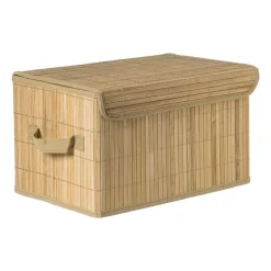 Xenos Opbergboxen|Manden-Opbergmand met deksel groot - bamboe - 25x38x22 cm
