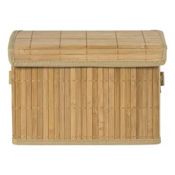 Xenos Opbergboxen|Manden-Opbergmand met deksel klein - bamboe - 18x28x17 cm