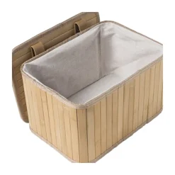 Xenos Manden|Manden-Opbergmand met deksel Oscar - 18x28x20 cm - naturel
