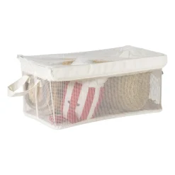 Xenos Opbergbakken|Opbergboxen-Opbergmand met handvatten - wit - 25x44x20 cm