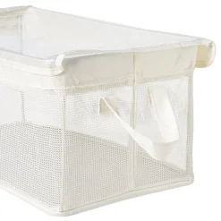 Xenos Opbergbakken|Opbergboxen-Opbergmand met handvatten - wit - 25x44x20 cm