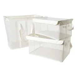 Xenos Opbergbakken|Opbergboxen-Opbergmand met handvatten - wit - 25x44x20 cm
