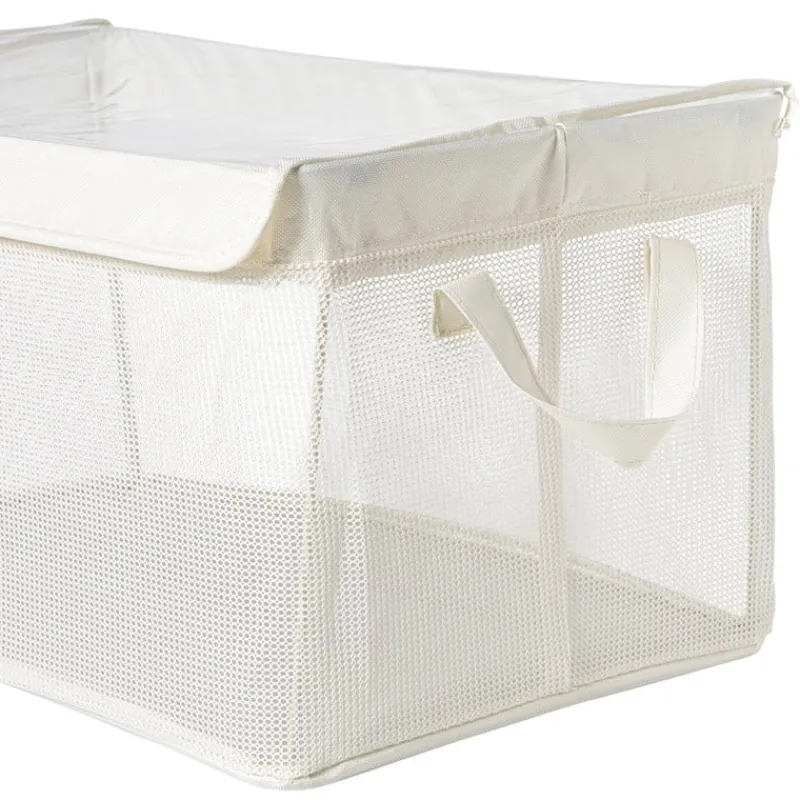 Xenos Opbergbakken|Opbergboxen-Opbergmand met handvatten - wit - 30x47x25 cm