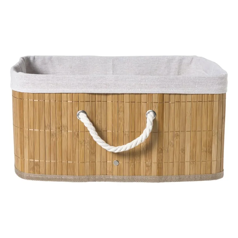 Xenos Opbergboxen|Manden-Opbergmand rechthoek laag - bamboe - 26x35x18 cm