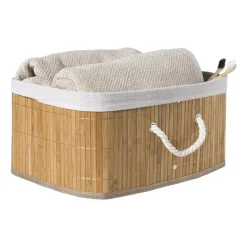 Xenos Opbergboxen|Manden-Opbergmand rechthoek laag - bamboe - 26x35x18 cm