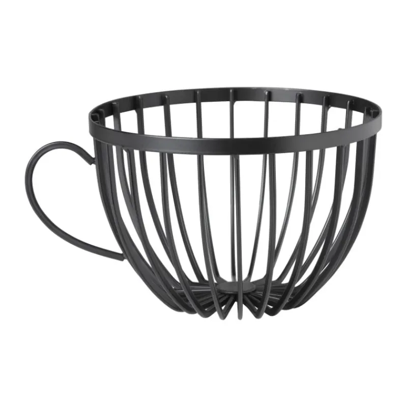 Xenos Koffie Accessoires-Opbergpot koffiecups - zwart - metaal