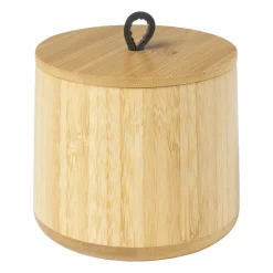 Xenos Badkamer Accessoires-Opbergpotje bamboe - naturel - ø10.5x9 cm