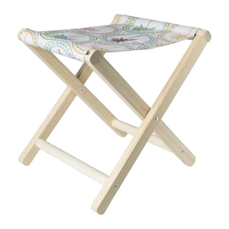 Xenos Strandaccessoires-Opvouwbaar strandkrukje palm - multikleur - 37x32x35 cm