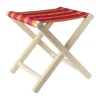 Xenos Strandaccessoires-Opvouwbaar strandkrukje streep - roze/rood - 37x32x35 cm