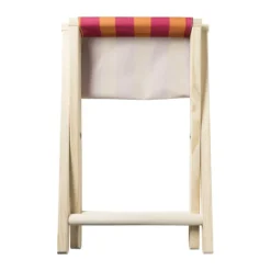 Xenos Strandaccessoires-Opvouwbaar strandkrukje streep - roze/rood - 37x32x35 cm