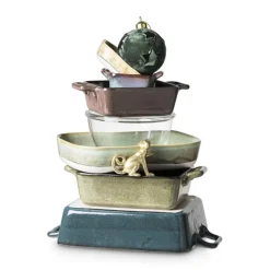 Xenos Ovenschalen-Ovenschaaltje met grepen s - diverse kleuren - 7x7x3 cm