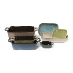 Xenos Ovenschalen-Ovenschaaltje met grepen s - diverse kleuren - 7x7x3 cm