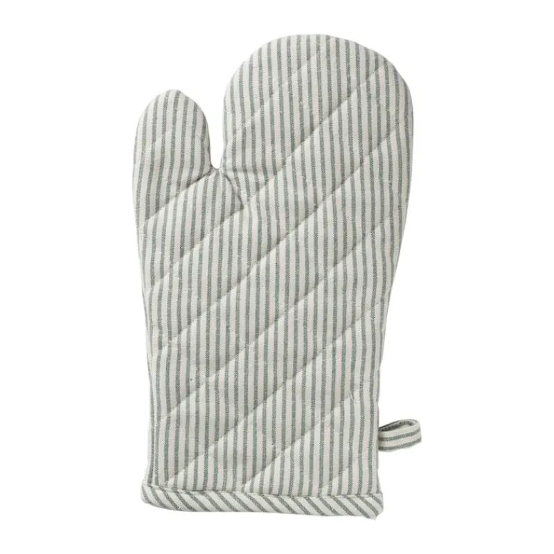 Xenos Ovenwanten-Ovenwant gestreept - groen/wit - 18x32 cm
