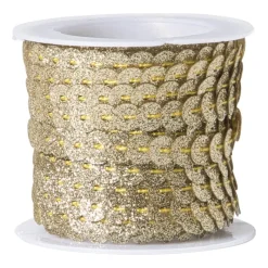 Xenos Knutselspullen|Kerstcadeaus-Pailettenband - goudkleurig - 5 meter
