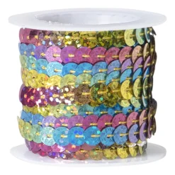 Xenos Knutselspullen-Pailettenband - multikleur - 5 meter