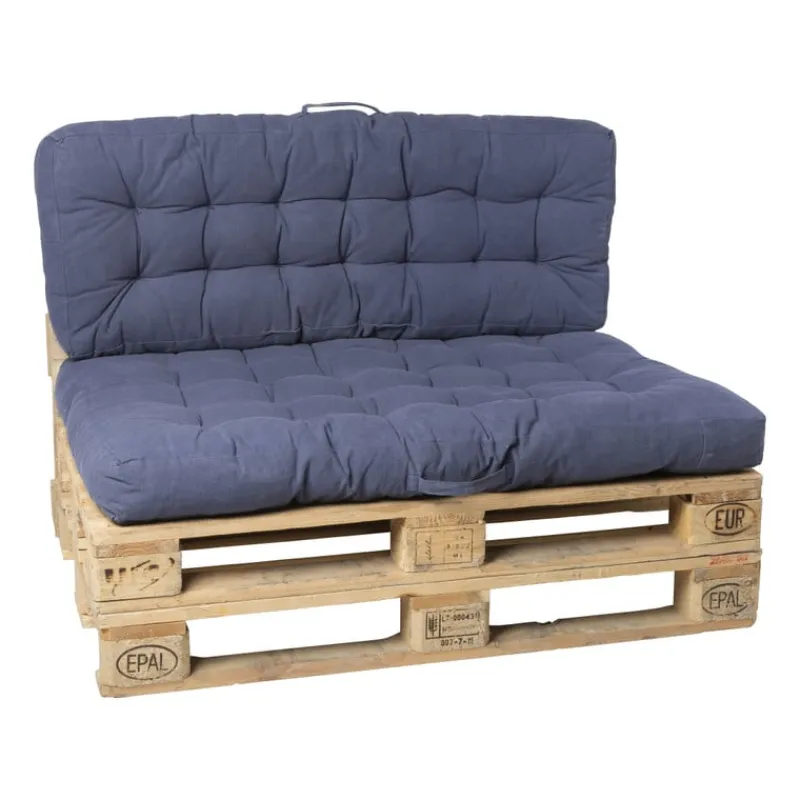 Xenos Kussens-Palletkussens 120x80 cm - donkerblauw - set van 2