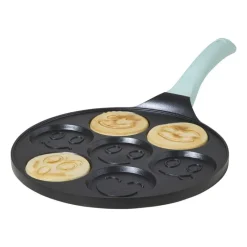 Xenos Pannen|Kerstcadeaus-Pannenkoekenpan smileys - zwart/groen - ø26 cm