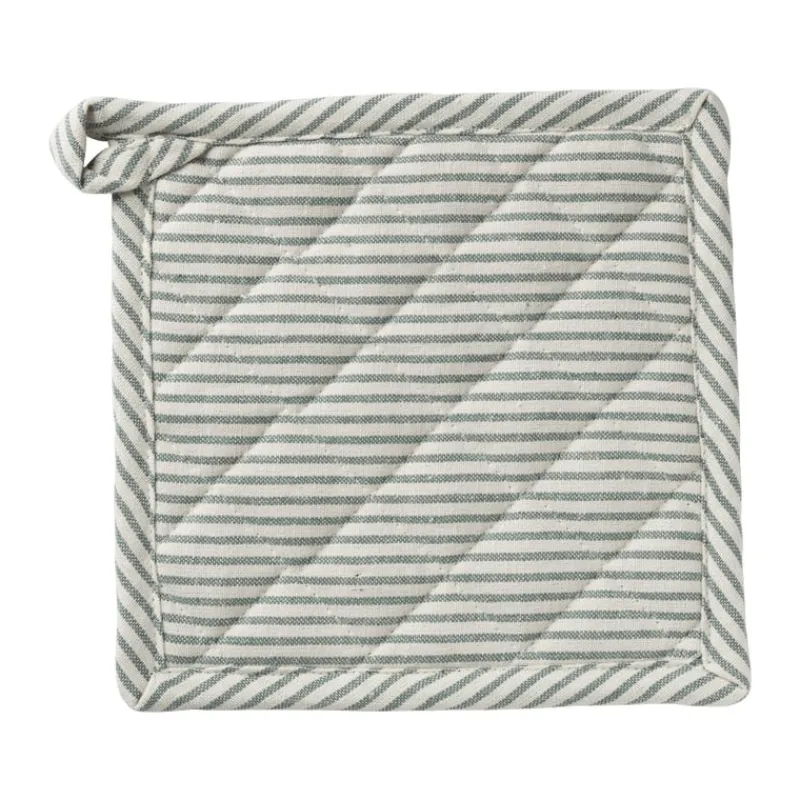 Xenos Pannenlappen-Pannenlap gestreept - groen/wit - 20x20 cm