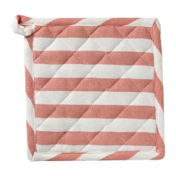 Xenos Pannenlappen-Pannenlap gestreept - oranje/wit - 20x20 cm
