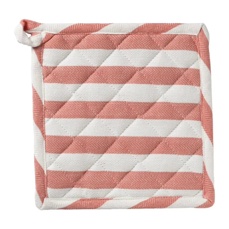 Xenos Pannenlappen-Pannenlap gestreept - oranje/wit - 20x20 cm