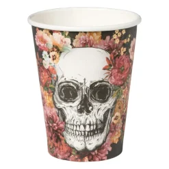 Xenos Wegwerpservies-Papieren beker Day of the Dead - set van 10 - ø8x17 cm