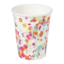 Xenos Wegwerpservies|Kinderfeestjes-Papieren bekers - confetti - set van 8