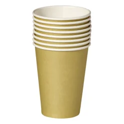 Xenos Wegwerpservies-Papieren bekers - goudkleurig - set van 8