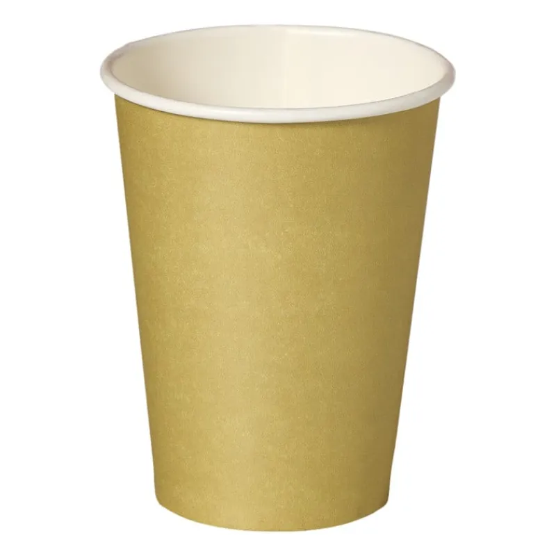 Xenos Wegwerpservies-Papieren bekers - goudkleurig - set van 8
