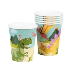 Xenos Wegwerpservies|Kinderfeestjes-Papieren bekers dino - set van 10