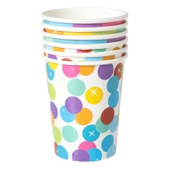 Xenos Wegwerpservies-Papieren bekers regenboog - set van 6