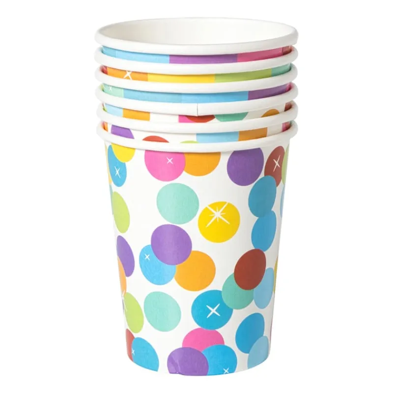 Xenos Wegwerpservies-Papieren bekers regenboog - set van 6