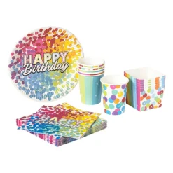 Xenos Wegwerpservies-Papieren bekers regenboog - set van 6