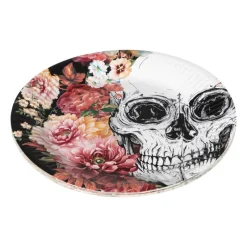 Xenos Wegwerpservies-Papieren borden Day of the Dead - set van 10 - ø22x3 cm