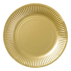 Xenos Wegwerpservies-Papieren bordjes - goudkleurig - set van 8