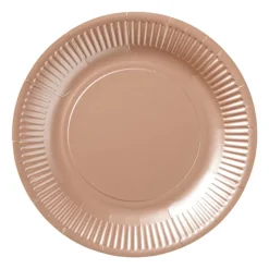 Xenos Wegwerpservies-Papieren bordjes - roségoudkleurig - set van 8