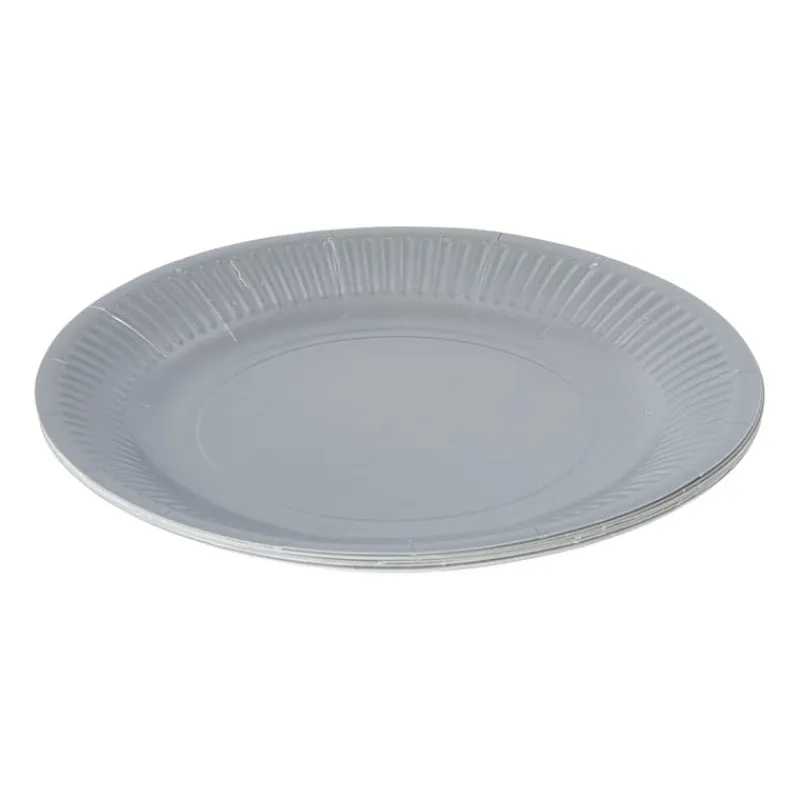 Xenos Wegwerpservies-Papieren bordjes - zilverkleurig - set van 8
