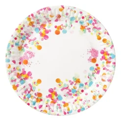 Xenos Wegwerpservies-Papieren bordjes confetti ø18 cm - multikleur - set van 8
