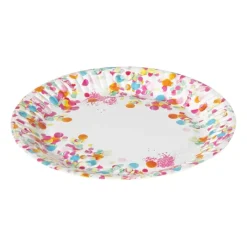 Xenos Wegwerpservies-Papieren bordjes confetti ø18 cm - multikleur - set van 8